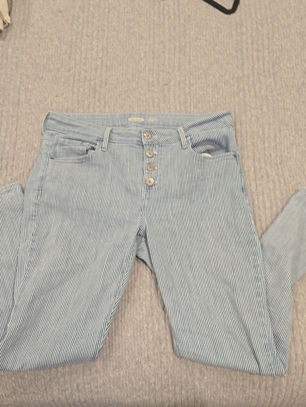 Old Navy Light Blue and White Striped Skinny Jeans
